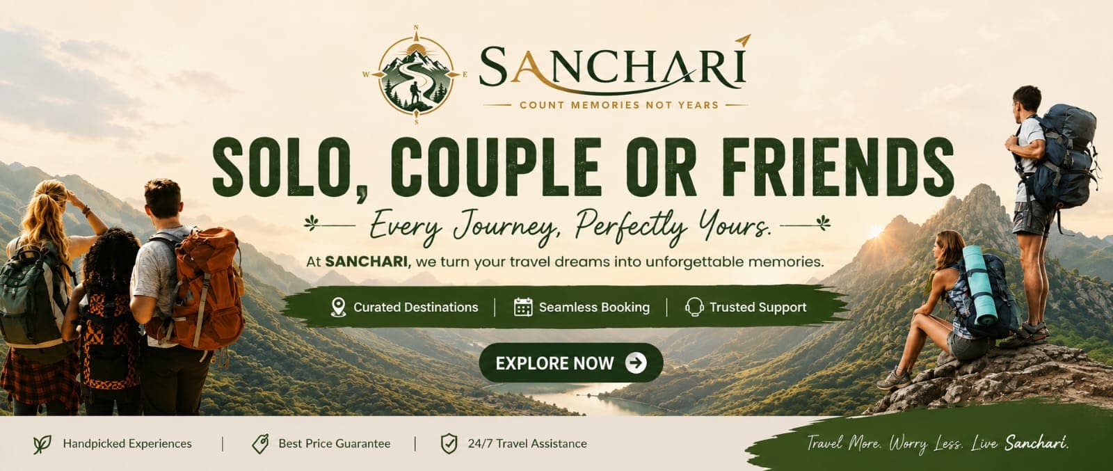 Sanchari - Solo, Couple or Friends - Every Journey, Perfectly Yours - Count Memories Not Years